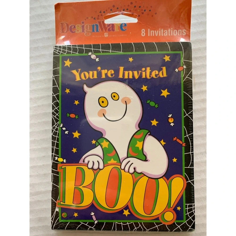 Vtg Halloween Party Invitations LOT of 5 Packs NIP AG Boo! Ghost 40 Total